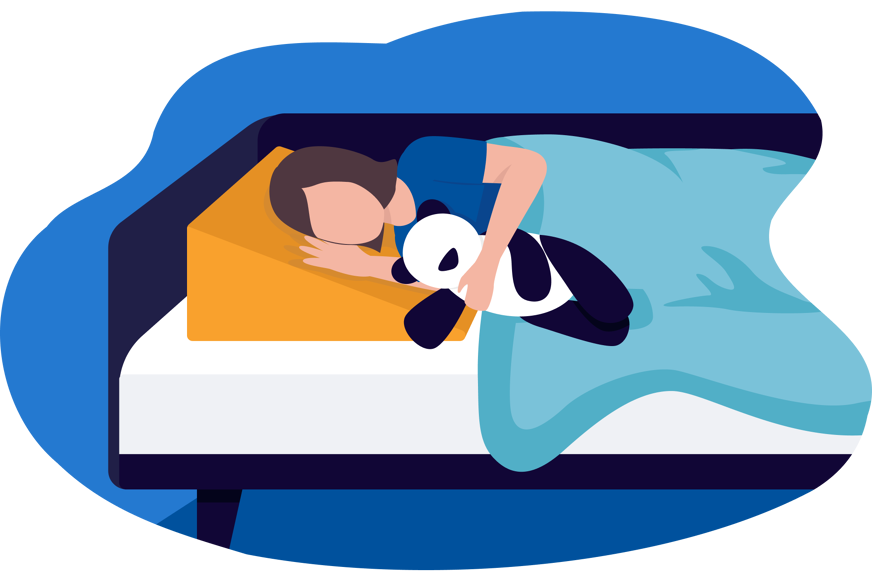 Ilustração de uma criança deitada sobre uma almofada anti-refluxo.